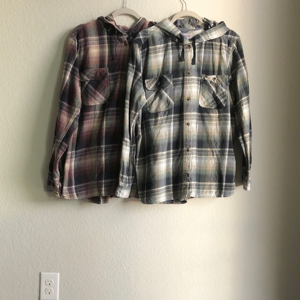 Carhartt Womens Hooded Flannel Shirt Bundle Plaid Cotton XXL 20 103235